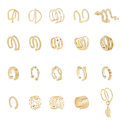 Золотой 20шт 20 стильные многолинейные и листовые и крестообразные серьги-манжеты из сплава и железа для женщин, золотые, 4~14x1.5~28.5 мм, 1 шт / стиль
