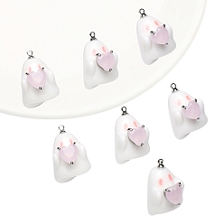 Ghost Подвески из смолы на хэллоуин, с фурнитурой сплавочной платины тон, призрак, 23x16 мм