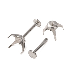 Stainless Steel Color 304 Stainless Steel Prong Earring Settings, for Pointed Back Rhinestone, Stainless Steel Color, 16x8.5x8.5mm, Pin: 1mm, fit for 8x8mm Rhinestone