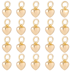Настоящее золото 18K 20шт. подвески в форме сердца из латуни с гальваническим покрытием, с прыжковых колец, долговечный, без свинца и без кадмия, реальный 18 k позолоченный, 9x7x4.5 мм, отверстие : 4.5 мм
