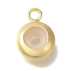 Настоящее золото 18K Стойки обшивки латунные подвески, долговечный, плоско-круглые, с кольцом из эпоксидной смолы, реальный 18 k позолоченный, 13x9x4 мм, отверстие : 1.5 мм