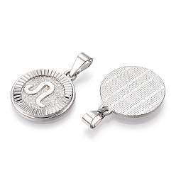 Платина Латунные подвески, без кадмия, без никеля и без свинца, двенадцать созвездий, плоско-круглые, платина, 24x20.5x2 мм, отверстие : 3.5x7 мм