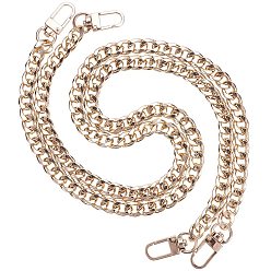 Golden Bag Strap Chains, Iron Curb Link Chains, with Swivel Lobster Claw Clasps, Golden, 60x0.95cm