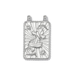 Нержавеющая Сталь Цвет 304 подвески из нержавеющей стали, прямоугольник с поперечными прелести, зеркальная полировка, со стразами, цвет нержавеющей стали, 27x16 мм