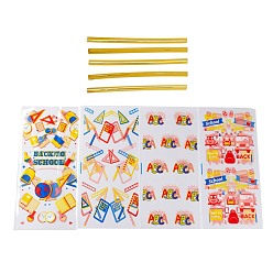 Смешанные Узоры OPP пластиковые пакеты для хранения, для вечеринки конфеты, печенье, подарочная упаковка, прямоугольные, смешанные узоры, 27x13x0.01 см, обвязочная проволока: 8x0.4x0.04 см, 100шт / сумка