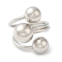 Платина Латунное покрытие стойки, тройные круглые шариковые открытые манжеты, кольца, без кадмия и без свинца, платина, размер США 9 3/4 (19.5 мм)