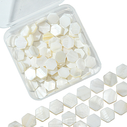 (404) Непрозрачное AB Кислое яблоко 2 нити из натуральных пресноводных бусин из ракушек, шестиугольник, цветочный белый, 11.5x10x3 мм, отверстие : 0.6 мм, около 34 шт / нитка, 15.35 дюйм (39 см)