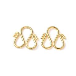 Настоящее золото 18K 304 из нержавеющей стали S-крюк пряжки, реальный 18 k позолоченный, 11x11.5x1 мм, отверстие : 3x4.5 мм