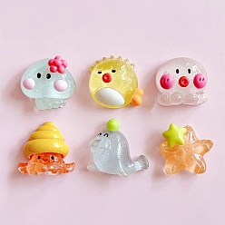 (52) Непрозрачная лаванда Прозрачный кабошон из морской смолы с блестками, разнообразные, разноцветные, 13~17x14.5~17x6~8.5 мм