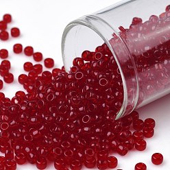(5C) Transparent Ruby TOHO Round Seed Beads, Japanese Seed Beads, (5C) Transparent Ruby, 8/0, 3mm, Hole: 1mm, about 222pcs/bottle, 10g/bottle