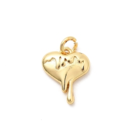 Настоящее золото 18K Латунь прелести, сердце, долговечный, стойки покрытие, с прыжковых колец, реальный 18 k позолоченный, 11.5x9.5x2.5 мм