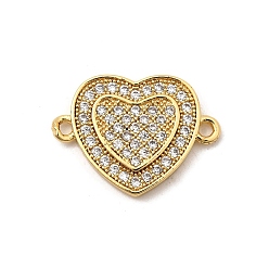 Настоящее золото 18K Подвески в форме сердца из латуни с микро-паве и прозрачным кубическим цирконием, без свинца и без кадмия, долговечный, стойки покрытие, реальный 18 k позолоченный, 13x18x2 мм, отверстие : 1.4 мм
