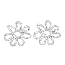 Stainless Steel Color 304 Stainless Steel Pendants, Hollow Flower Charms, Stainless Steel Color, 40x37.5x2mm, Hole: 9x4.5mm