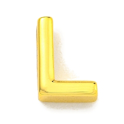 Letter L Латунные бусины, для изготовления именных ожерелий, без кадмия, без никеля и без свинца, реальный 18 k позолоченный, Письмо L, 8.9x7.5x3 мм, отверстие : 1.8x1 мм