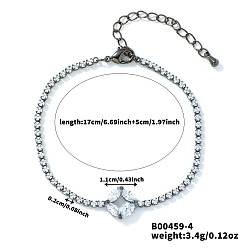 Серебро Браслеты из медной монеты и латунных звеньев со стразами, теннисный браслет, элегантные украшения в европейско-американском стиле для женщин, кристалл, серебряные, 6-3/4 дюйм (17 см)