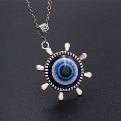Sun Platinum Alloy Evil Eye Pendant Necklaces, Sun, 19.69 inch(50cm)