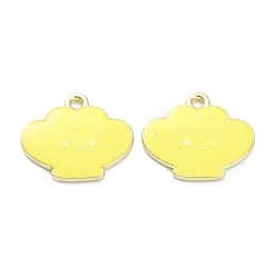 Yellow Alloy Enamel Pendants, for DIY Accessories, Shell Shape, Light Gold, Lead Free & Cadmium Free, Yellow, 18x20x2mm, Hole: 1.8mm