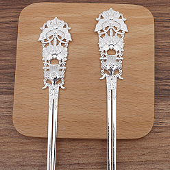 Platinum Alloy Hair Stick, Flower, Platinum, 157x25mm