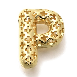 Letter P Латунные подвески, подвески с полыми буквами, стойки покрытие, долговечный, без кадмия и без свинца, Письмо P, 22.5x17x8.5 мм, отверстие : 5x2.7 мм