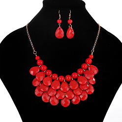 Красный Модные акриловые серьги-капли в пляжном стиле и комплекты ожерелий, сплав ювелирных изделий, красные, 460 мм