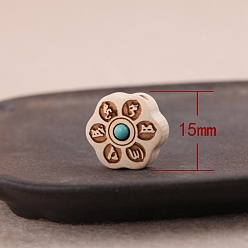 Weizen Pappelholzperlen, mit synthetischen Türkis, Weizen, 15x10 mm