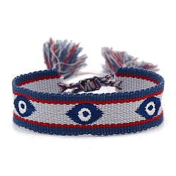 Прусский Синий Плетеный браслет из полиэстера с узором в виде глаз, Регулируемый бразильский браслет с кисточками для женщин, берлинская лазурь, 5-7/8 дюйм (15 см)