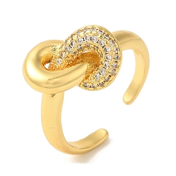 Настоящее золото 18K Открытые манжеты из латуни Infinity с микропаве и прозрачным фианитом, для женщин, без свинца и без кадмия, реальный 18 k позолоченный, 13.5 мм, регулируемый