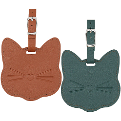 (52) Непрозрачная лаванда 2шт. 2 цвета, бирки для багажа из искусственной кожи, форма кошки, разноцветные, 135 мм, 1 шт / цвет