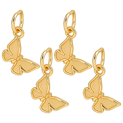 Золотой 4шт. 925 подвески-бабочки из стерлингового серебра, с перемычками и 925 штампом, золотые, 8.5x10.5x2 мм, отверстие : 3.5 мм