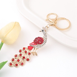 Siam Alloy Rhinestone Keychain, Peacock, Siam, 15.6cm