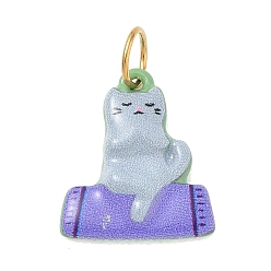 Gris Pendentifs en acier inoxydable imprimés, breloques en forme de chat, or, grises , 304mm, Trou: 17x14.5x3mm