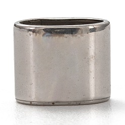 Stainless Steel Color Non-Tarnish 201 Stainless Steel Slide Charms/Slider Beads, for Leather Cord Bracelets Making, Oval, Stainless Steel Color, 8x9.5x6.5mm, Hole: 8.5x5mm