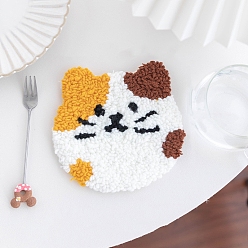 Оранжевый Наборы для валяния подстаканников своими руками, форма кошки, оранжевые, 135x125 мм