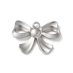 Нержавеющая Сталь Цвет 304 подвески из нержавеющей стали, бантом прелести, анти-тускнение, цвет нержавеющей стали, 20.5x28.5x3.5 мм, отверстие : 2 мм