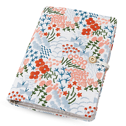 White Linen Loose-leaf Planner Notebook Cover, Binder Cover, Rectangle with Flower Pattern, White, 235x170x29mm