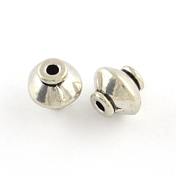 Antik Silber Farbe Tibetischen Stil bicone Legierungskorne, Cadmiumfrei und Nickel frei und Bleifrei, Antik Silber Farbe, 7x7 mm, Bohrung: 2 mm, ca. 1162 Stk. / 1000 g