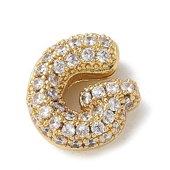 Letter G Латунные микро проложить кубического циркония бусы, буквы, стойки покрытие, долговечный, реальный 18 k позолоченный, Буква G, 10.5x10.5x4.5 мм, отверстие : 3x2 мм