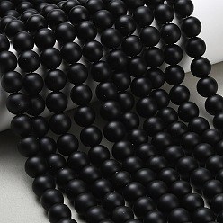Black Onyx Натуральные бусины из черного оникса (окрашенные и нагретые), матовые, круглые, 10.5 мм, отверстие : 1.5 мм, около 38 шт / нитка, 14.65'' (37.2 см)