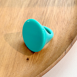 Темно-бирюзовый Плоские круглые кольца из непрозрачной смолы для женщин, темные бирюзовый, внутренний диаметр: 17 мм