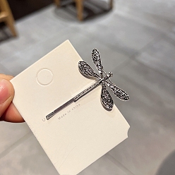 Античное Серебро Металлические шпильки-скобы для волос в форме стрекозы, античное серебро, 50x37 мм