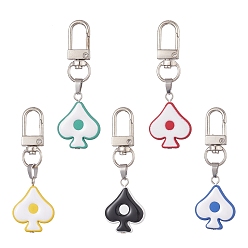 Mixed Color Heart Acrylic Enamel Pendants Decorations, with Zinc Alloy Swivel Clasps, Platinum, Mixed Color, 70mm