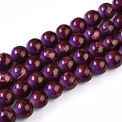 Седло Коричневый Выпечки нарисованных стеклянных бусин прядей, круглые, два тона, седло коричневый, 10~10.5 мм, отверстие : 1.4 мм, около 79~83 шт / нитка, 29.92~31.10 дюйм (76~79 см)