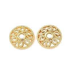 Золотой Шапочки и конусы для бусин, латунные, стойки покрытие, долговечный, полые плоские круглые, золотые, 6.5x1.5 мм, отверстие : 1.2 мм