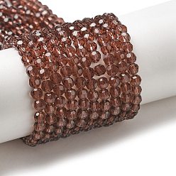 Сиена Прозрачные стеклянные бусины, граненый (32 граней), круглые, цвет охры, 4 мм, отверстие : 0.7 мм, около 87~93 шт / нитка, 32~33 см