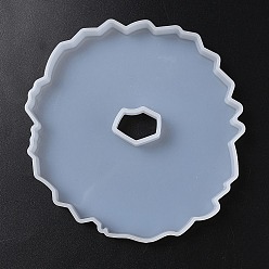 Runde Silikonformen, Untersetzer Formen, Gesso-Harz-Gießformen, weiß, Runde, 132x125x12.5 mm, Bohrung: 24x15.5 mm