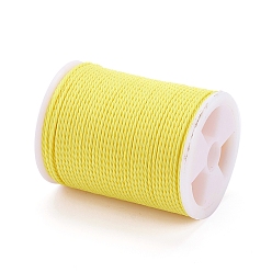 Yellow Round Waxed Polyester Cord, Taiwan Waxed Cord, Twisted Cord, Yellow, 1mm, about 12.02 yards(11m)/roll
