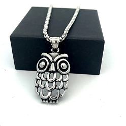 Нержавеющая Сталь Цвет Винтажный готический кулон в виде совы 304 Мужские ожерелья из нержавеющей стали, цвет нержавеющей стали, 23.62 дюйм (60 см)