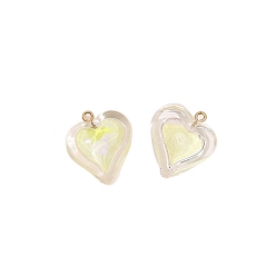 Нарцисс Подвески смолы стразами, сердце, бледно-желтый цвет, 26x23 мм