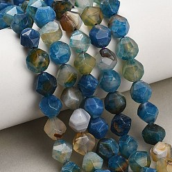 Bleu Royal Brins de perles d'agate naturelle (teintes et chauffées), facette, étoiles coupées perles rondes, bleu royal, 10x9.5mm, Trou: 1.2mm, Environ 37 pcs/chapelet, 14.57'' (37 cm)