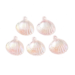 Персиковый Слойка Непрозрачные акриловые подвески с УФ-покрытием, AB цвет, шарм из ракушек, розовые, 28x27x7 мм, отверстие : 2 мм
